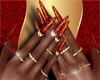 Red and Gold Nails+Rings