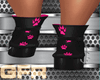 black & pink wolf heels