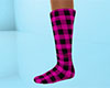 Pink Socks Plaid Tall F