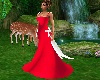 Red Gown w/White Train