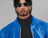 Blue Leather Biker Jkt