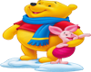 Pooh & Piglet in snow