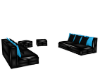 Black Sofa Set with Blue
