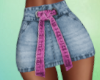 Denim/Pink Belt Skirt