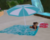 {B} Teal Beach Umbrella