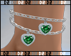 D♛ Heart Anklet Green