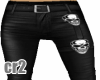Black Skull Biker Pants