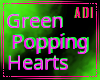 Green Popping Hearts