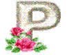 P WITH ROSES AND GLITTER