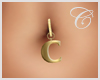 Gold 'C' Belly Piercing