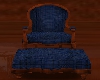 Blue Chair With Ottoman