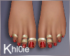K red gold nails feet