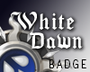 WHITE DAWN SQ RAIN BADGE