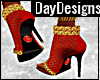 Red & Gold Fishnet Heels