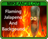 Flaming Jalapeno Green Background Funny Halloween