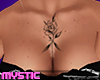 Line Rose Chest Tattoo