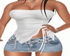 Denin Skirt & White TOP