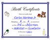 Carlos Birth Certificate