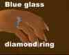 Blue glass diamond ring