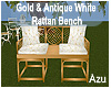 Gold& White Rattan Bench