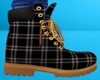 Black Work Boots Plaid M