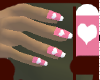 heart pink  white nails