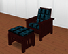 Teal Rosewood recliner