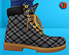 Gray Work Boots Plaid M