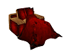 red/gold chair w/blanket