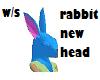 rabbit head w/s bleue