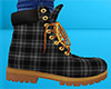 Gray Work Boots Plaid M