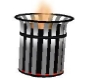Garbage can with fire