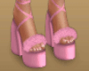 K Pink Fur Sandals