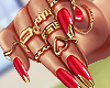 Fringe Red Gold Nails