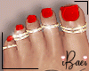 Feet Red - Gold Rings