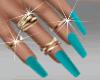 AQ Nails + Gold Rings