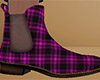 Pink Ankle Boots Plaid M