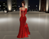 (S)Red feathered gown