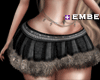 Black Denim Fur Skirt