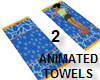 2 ANIMATED BEACH TOWELS