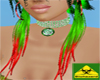 Feather earr. Red Green