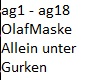 Olad Maske allein unter.