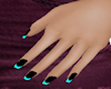 black nails sky blue tip