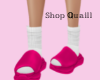 Pink slides with socks
