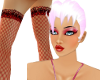 Red fishnet and makeup