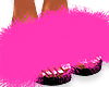 + Hot Pink F Fur Slides