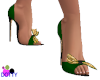 Green and gold pumps