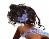 hairstyle w/blue flowers