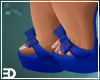 Blue Bow Open Toe Heels