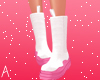 A| White Pink Boots